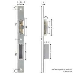 Hörmann Schließblech Für Hauptschloss THP/FSTHP DIN Links -Geschäfte 276986 hoermann schliessblech fuer hauptschloss thp fsthp din links bemassung