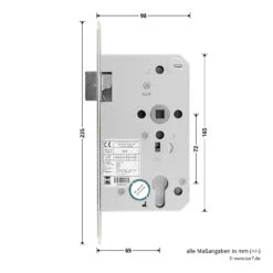 Hörmann Einsteckschloss Mit Wechsel PZ Rechts, Dornmaß 65 Mm -Geschäfte 450693 hoermann einsteckschloss mit wechsel pz re dornmass 65 mm breite laenge